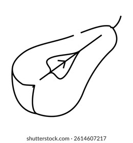 cut pear line icon vector. cut pear sign. isolated contour symbol black illustration