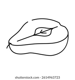 cut pear one line icon vector. cut pear one sign. isolated contour symbol black illustration