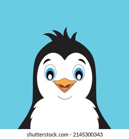 Cut penguin with bangs. Vector illustration. Poster with animals for kids collection, postcards, design, print, nursery decoration and greeting cards