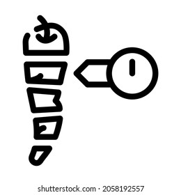 Schnittmarkenskala für Pfefferwürze, Vektorgrafik. Pfefferwürzwaage schneiden. isoliertes Kontursymbol