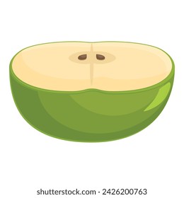 Corte pedazo de icono de manzana vector de dibujos animados. Semilla alimenticia. Huerto de dieta dulce