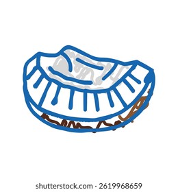 cut piece coconut doodle icon sketch vector. cut piece coconut sign. isolated symbol illustration