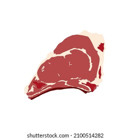 A cut piece of raw meat of a large artiodactyl in the style of a flat illustration on a white background For the decoration of the menu of restaurants, cafes, catering items, markets