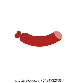 A cut piece of sausage. Isolated vector illustration on a white background.