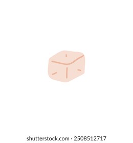 A cut piece of soap base for making organic natural soap at home. Taking care of the body. Home made product. Hobby. Aromatherapy. Spa. Vector illustration isolated on white background.