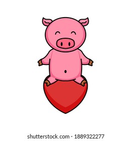 Cut pig in love valentine's Day