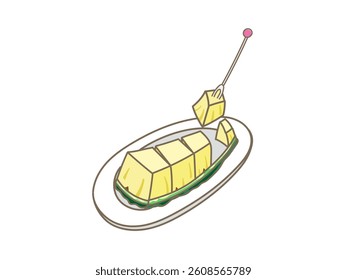 Cut pineapple on the plate.
