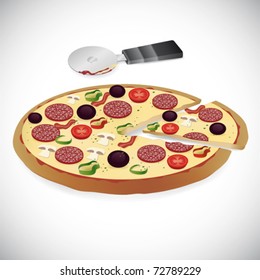 Cut Pizza fast food vector