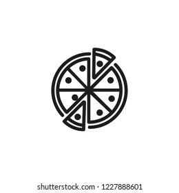 Cut pizza line icon. Dish, food, cooking. Pizzeria concept. Vector illustration can be used for topics like menu, Italian cuisine, dinner