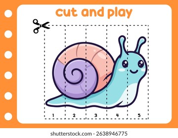 cut and play animal picture cute snail  . kids game.   