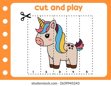 cut and play animal picture cute unicorn  . kids game.   