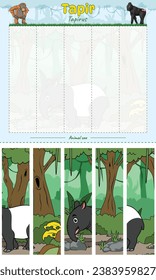 Cut and play animal Tapir Vertical. Ready to use, easy to edit, ready to print, vector. fun kids activities, fun puzzle game for kids. animal puzzle game