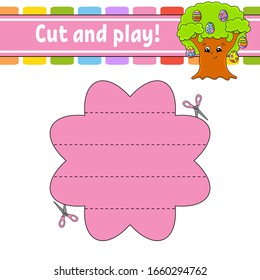 Cut and play. Logic puzzle for kids. Education developing worksheet. Learning game. Activity page. Cutting practice for preschool. Simple flat isolated vector illustration in cute cartoon style.