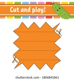 Cut and play. Logic puzzle for kids. Education developing worksheet. Learning game. Activity page. Cutting practice for preschool. Simple flat isolated vector illustration in cute cartoon style.
