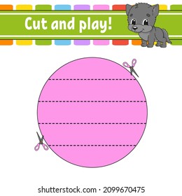 Cut and play. Logic puzzle for kids. Education developing worksheet. Learning game. Activity page. Cutting practice for preschool. Simple flat isolated vector illustration in cute cartoon style.