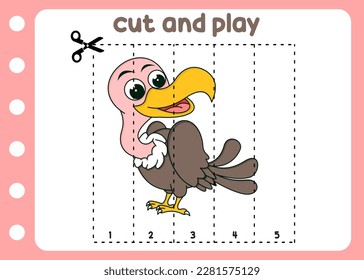 cut and play vulture game worksheet for kids