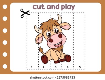 cut and play the yak vector cartoon