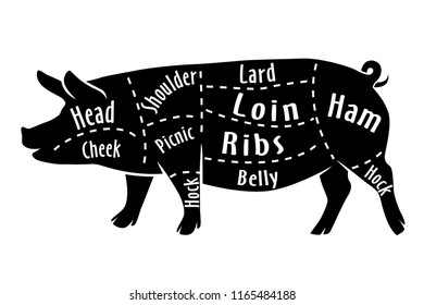 Cut Pork Diagram Butcher Poster Butcher Stock Vector (Royalty Free ...