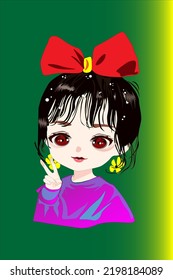 cut pretty girl vector art.normal background color .Attractive vector illustration 