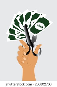cut price. scissor cutting dollar sign. vector illustration