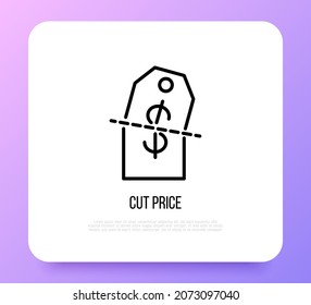 Icono de línea delgada de precio reducido. Oferta especial. Ilustración vectorial moderna.