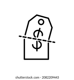 Cut price thin line icon. Special offer. Modern vector illustration.