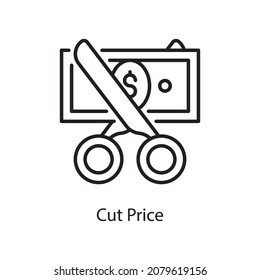 Cut Price vector outline Icon Design illustration. Web And Mobile Application Symbol on White background EPS 10 File