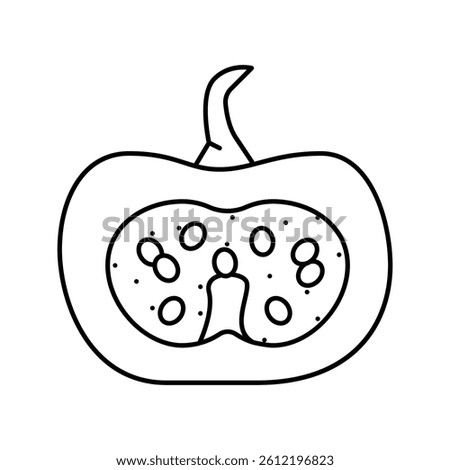 cut pumpkin line icon vector. cut pumpkin sign. isolated contour symbol black illustration