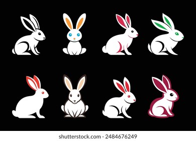 Cut rabbit vector illustration icons.