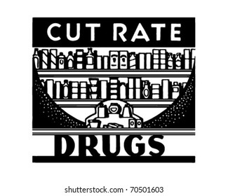 Cut Rate Drugs - Retro Ad Art - Banner