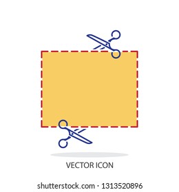 cut rectangle shape coupon with scissors icon vector