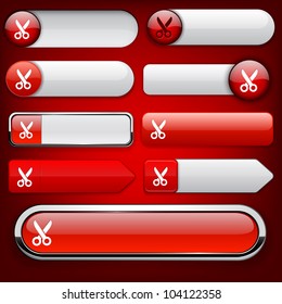 Cut red design elements for website or app. Vector eps10.