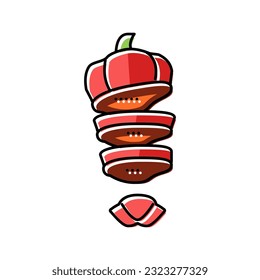 cut red pepper ingredient color icon vector. cut red pepper ingredient sign. isolated symbol illustration