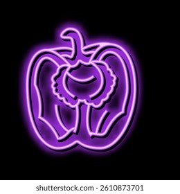 cut red pepper neon light sign vector. cut red pepper sign. isolated symbol illustration
