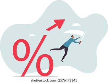 Cut or reduce inflation by monetary policy, FED, federal reserve or central bank increase interest rate to control inflation to acceptable level .business concept.flat character.