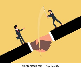 Cut Relationship or terminate the agreement. Business relation concept