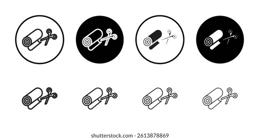 Cut roll of fabric icon Isolated flat vector in outline