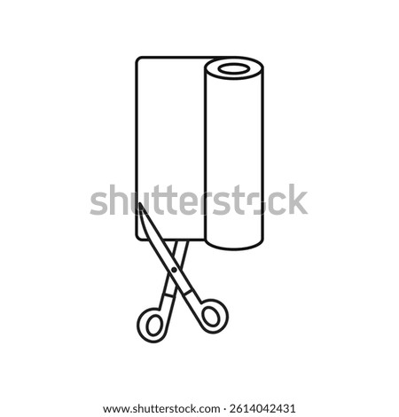 Cut roll of fabric icon line art vector