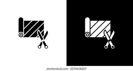 Cut roll of fabric icon linear logo isolated