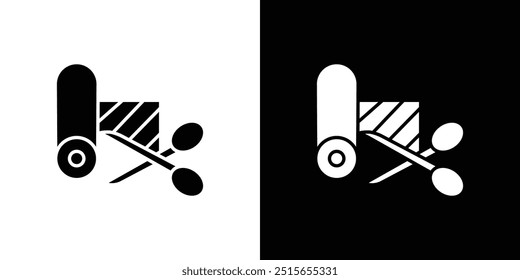 Cut roll of fabric icon logo set vector
