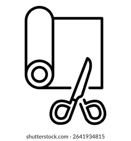 Cut roll of fabric icon Thin line vector design