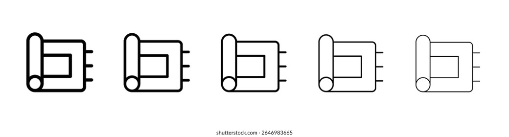 Cut roll of fabric icon thin flat outline style vector sign