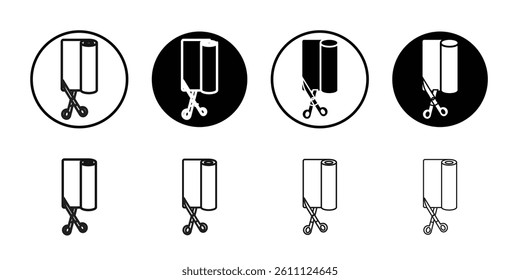 Cut roll of fabric icon Vector flat thin line illustration