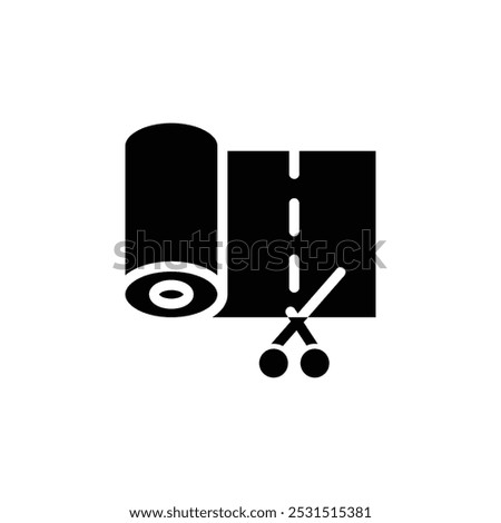 Cut roll of fabric icon web design in vector