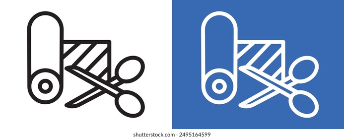 Cut roll of fabric logo sign set vector outline