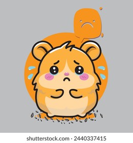Cut sad hamster vector art