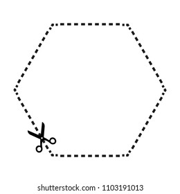 Cut scissor frame lines figure vector illustration design