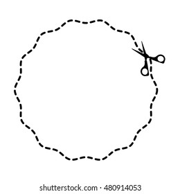 cut scissor frame lines figure vector illustration design