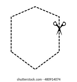 cut scissor frame lines figure vector illustration design