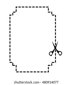 cut scissor frame lines figure vector illustration design
